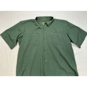 Orvis Mens Short Sleeve Button Up Shirt Green Two Pocket Casual Outdoor Size XXL